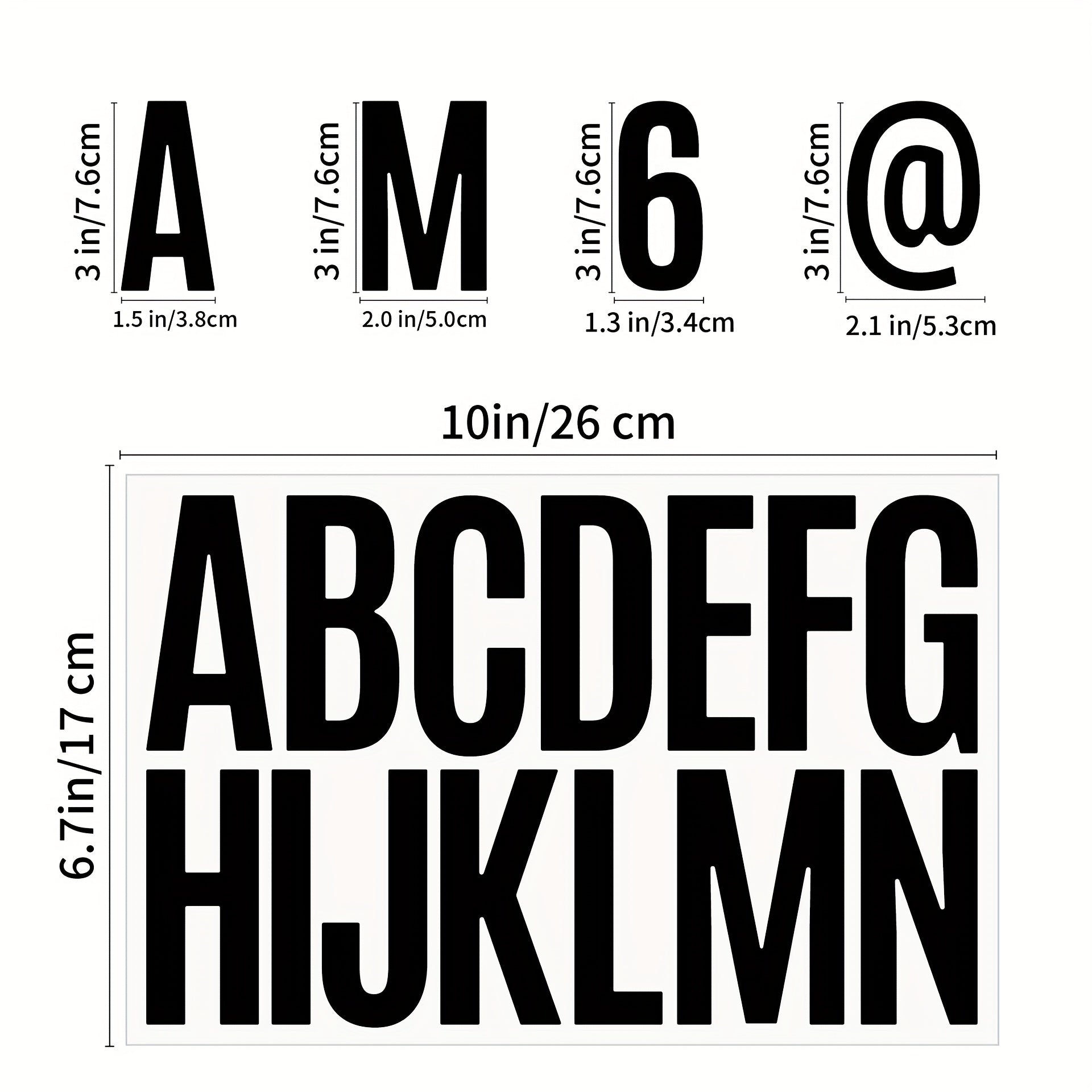 3 Sheets 3" Letter Stickers Large Size DIY Car Wall School Decoration