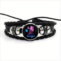 12 Constellation Leather Woven Bohemian Denim Bangle