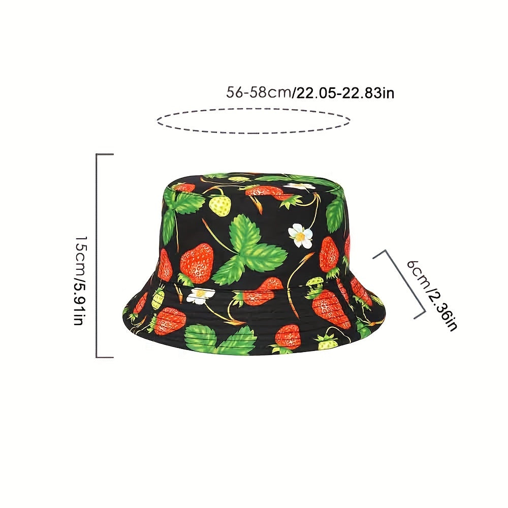 Plant Fruit Print Fisherman's Hat Double Sided Sun Hat