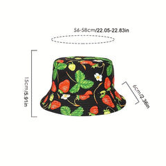 Plant Fruit Print Fisherman's Hat Double Sided Sun Hat