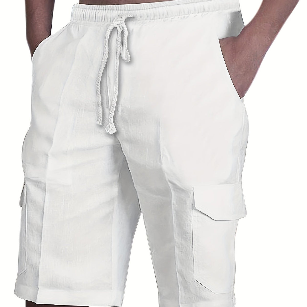 Men's Drawstring Cargo Short Pants Flap Pocket Loose Shorts