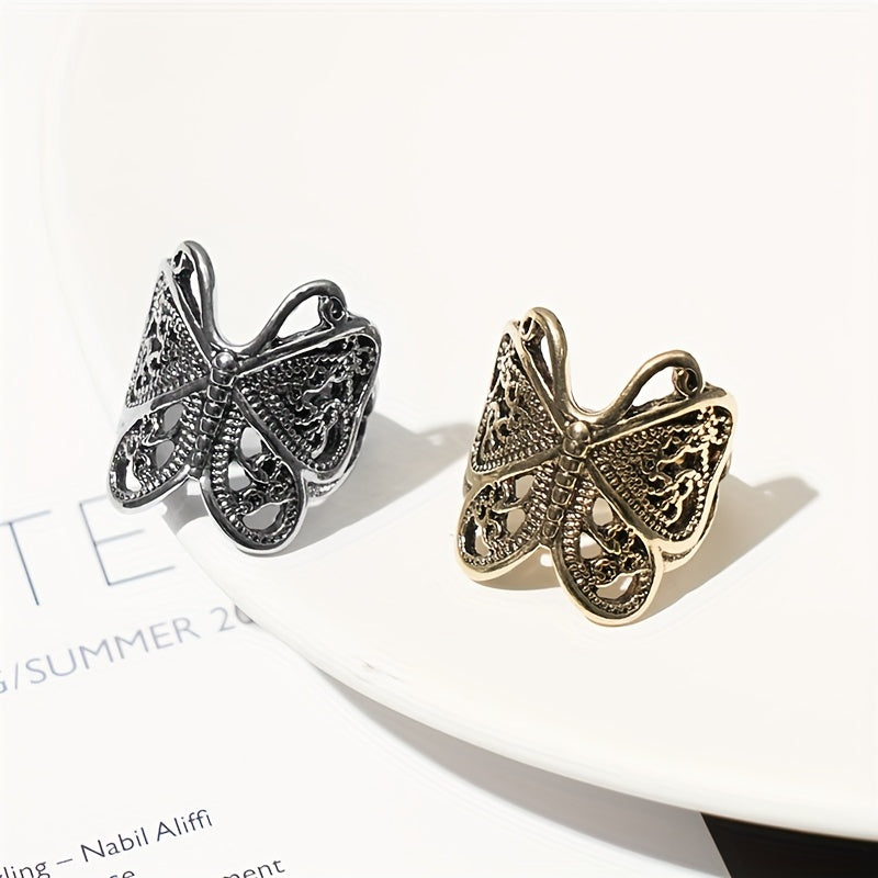 Vintage Butterfly Ring For Men Open Adjustable Casual Jewelry Gift