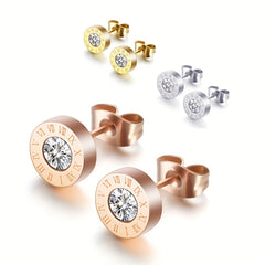 Stylish Round Zircon Earrings for Men