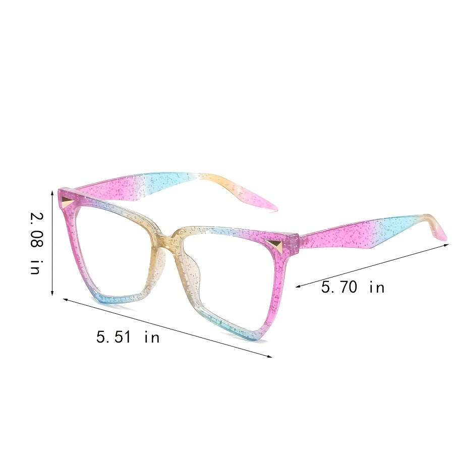 Polygon Colorful Frame Clear Lens Glasses Block UV Glare