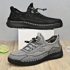 Men's No Tie Lace Mesh Sandals Breathable Outdoor Walking Shoes