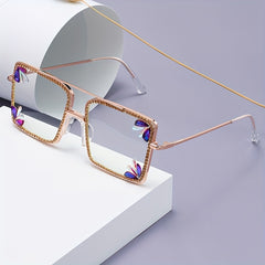 Metal Sunglasses Rhinestone Gradient Glasses UV400
