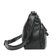 Vintage Quilted Crossbody Bag Retro Layer Shoulder Bag Women's Casual Handbag