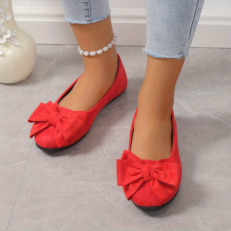 Women's Bowknot Ballet Flats Soft Sole Slip On Shoes