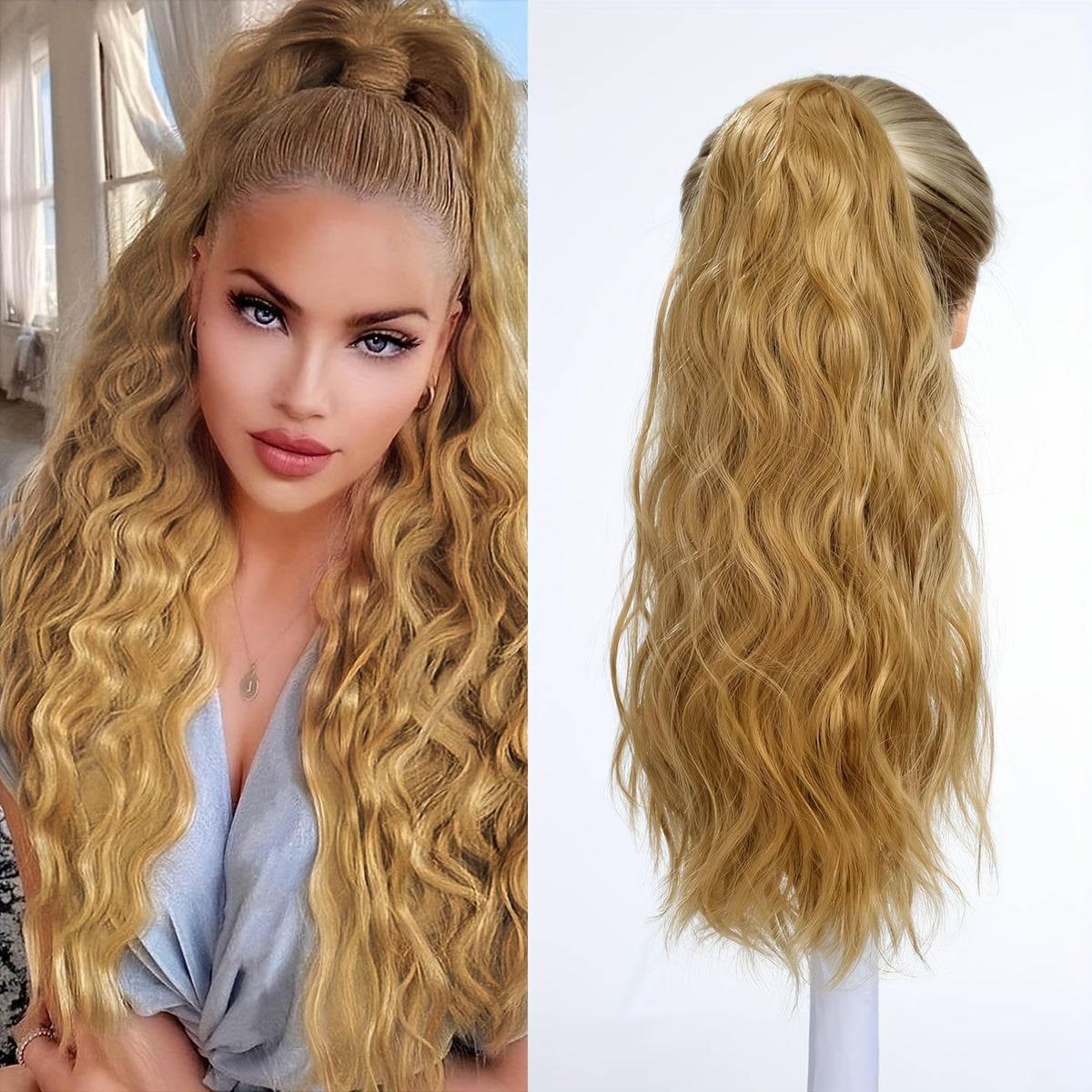 Claw Ponytail Highlight Long Curly Wavy Ponytail Extensions