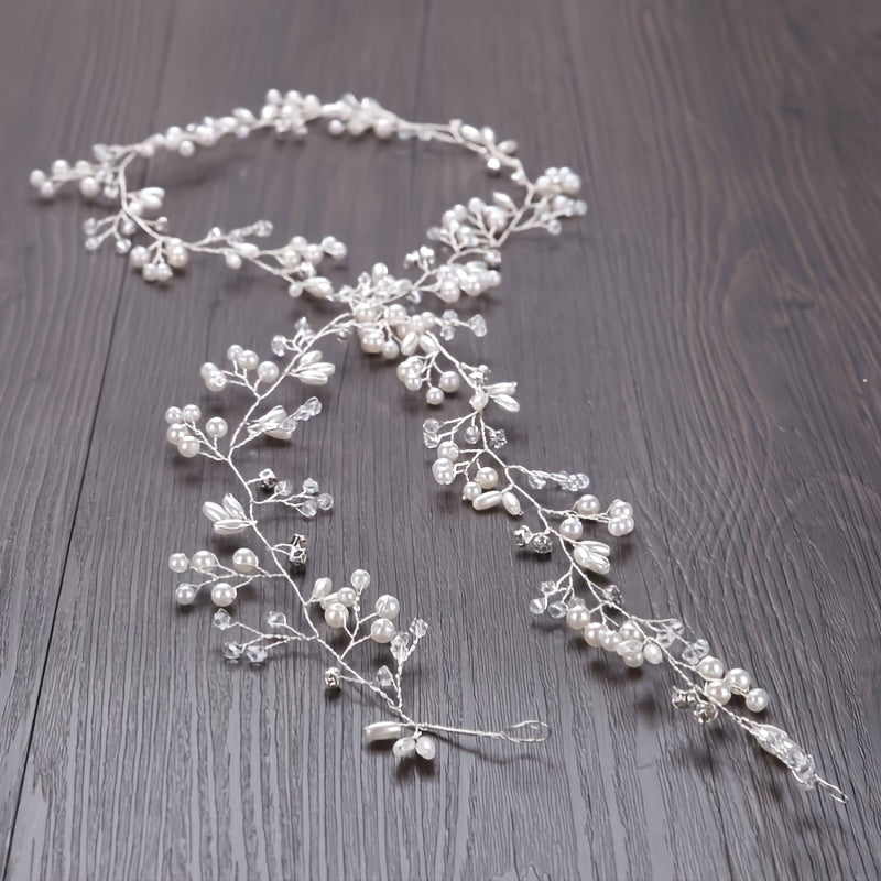 Wedding Bridal Headband Headpieces Crystals Faux Pearls Hair Vine