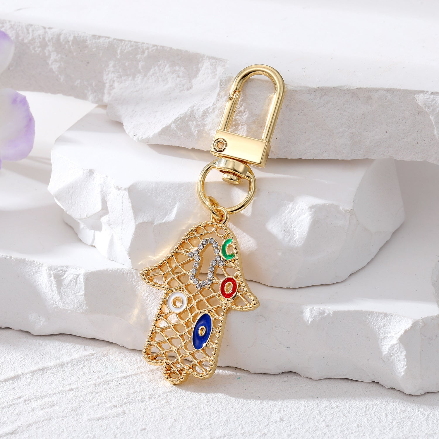 Zircon Evil Eye Keychain Fatima Bag Car Key Accessories