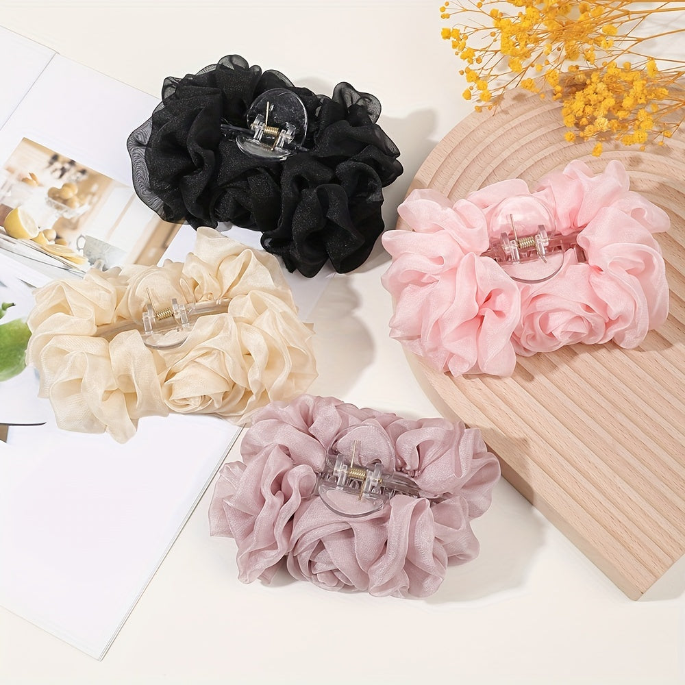 Large Solid Hair Claw Bow Hair Clip for Women