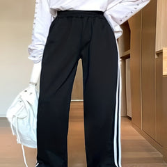  Stripe Print High Rise Wide Leg Pants