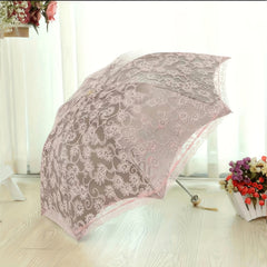 Vintage Lace Travel Folding Umbrella Floral Pattern UV Protection Windproof