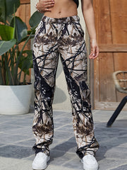 Women's All Over Print Cargo Pants Loose Fit Outdoor Sports Trousers