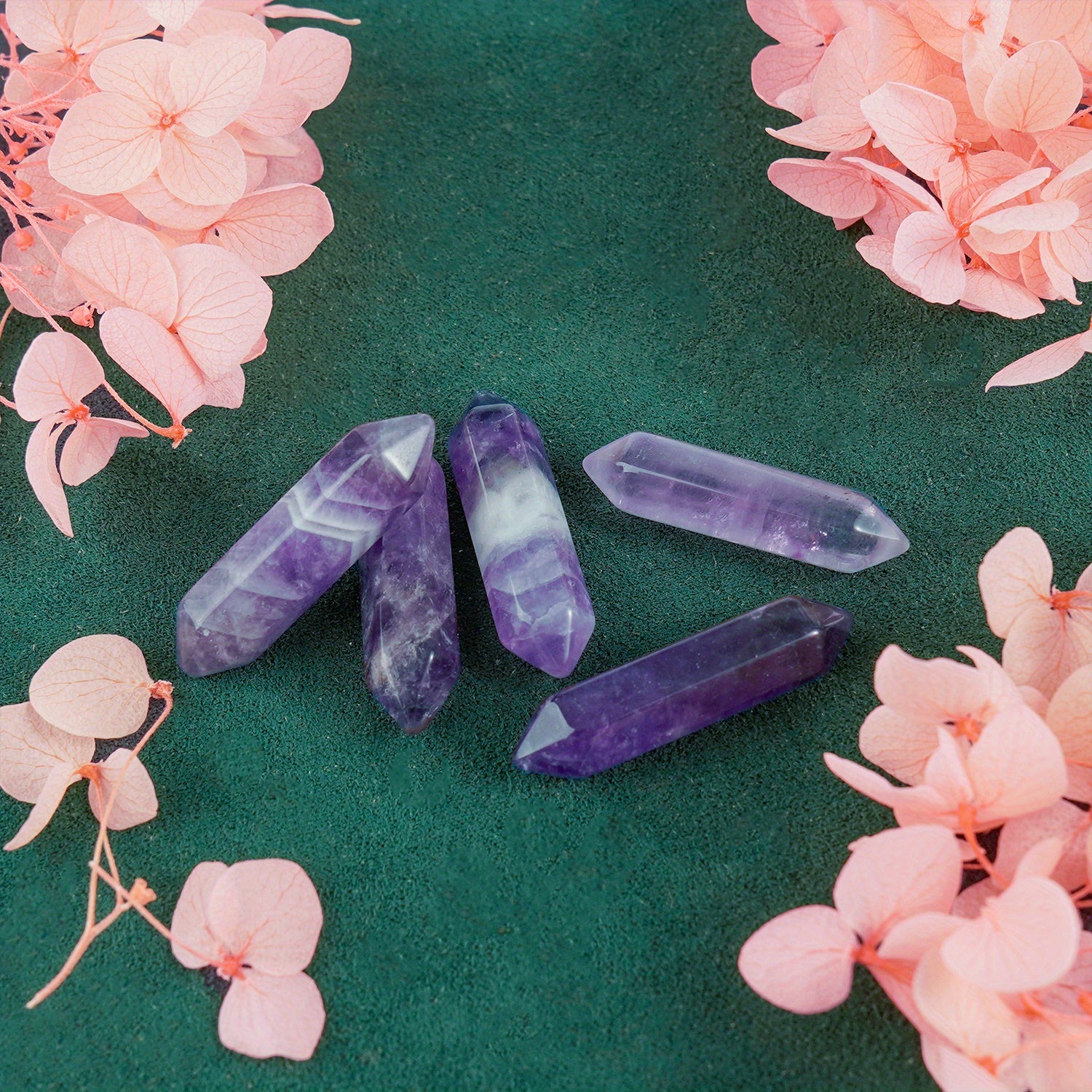 Amethyst Healing Crystal Cubes Set - Natural Tumbled Wand for Reiki Balance