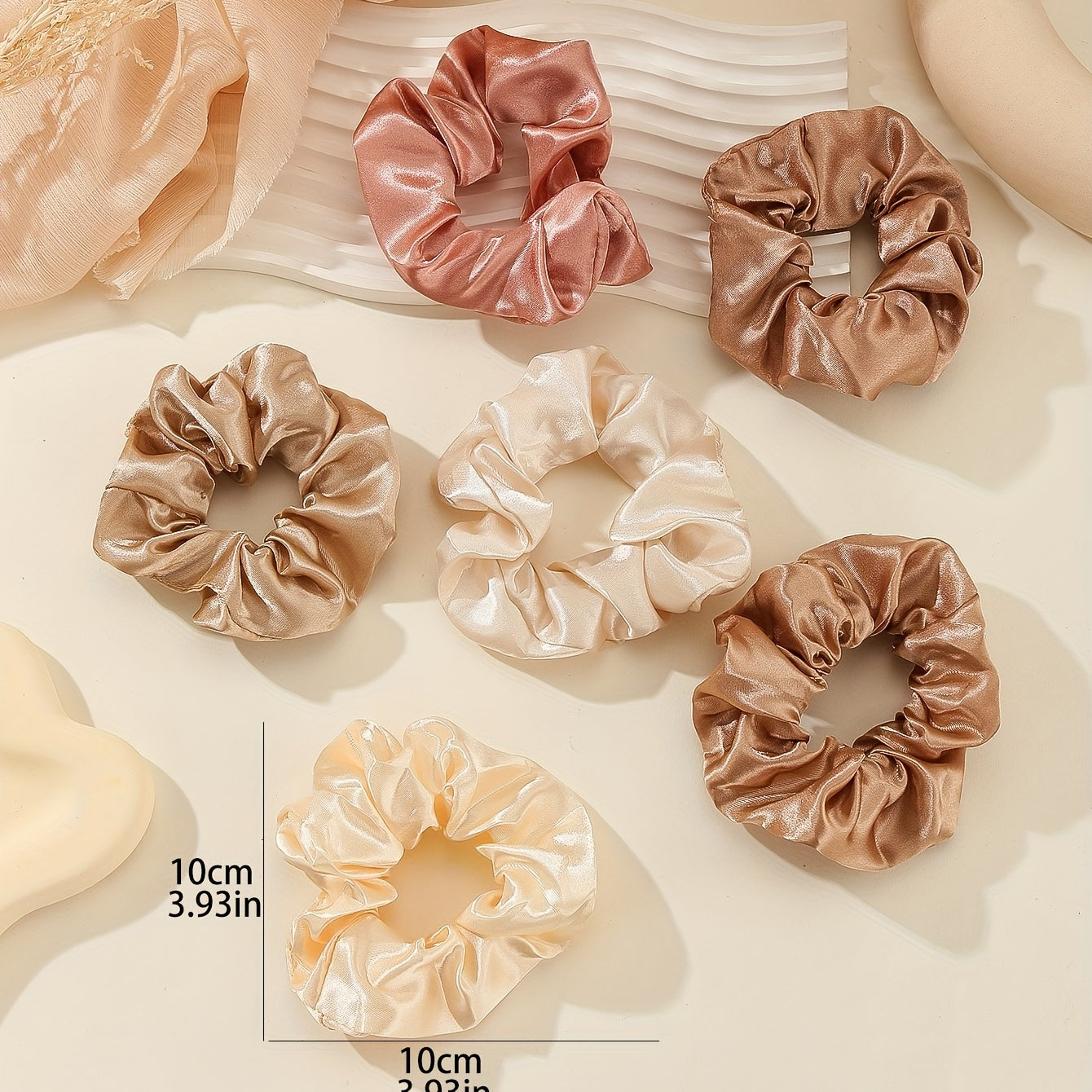 6pcs Soft Fabric Scrunchies Hair Tie Elastic Ponytail Holder Hair Accessories