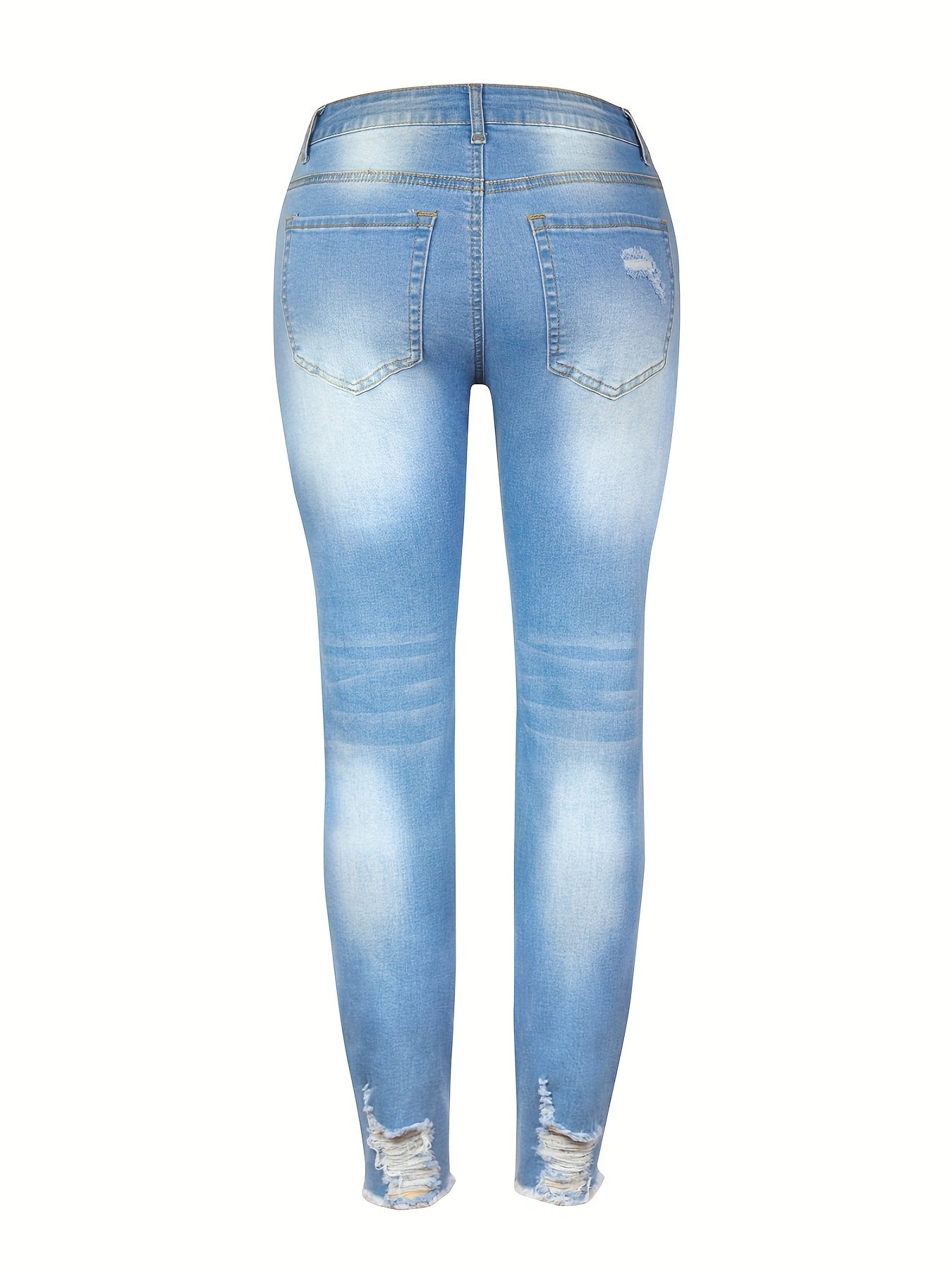  Fringe Trim Button Fly Skinny Jeans