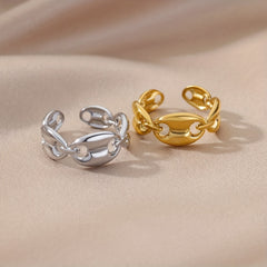 Normcore U To U Golden Cuff Ring 18k Plated Stainless Steel