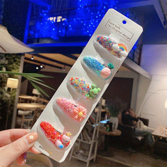 5 Pcs Sparkle Fruit Snap Hair Clips for Girls - Quicksand Bling Sequin Hairpins