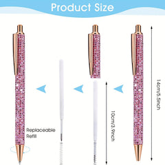 6pcs Bling Diamond Metal Pens for Home School Office Gift Glitter Ballpoint Pens