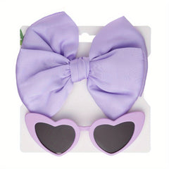 Kids Heart Glasses & Tissue Bow Hairband Set