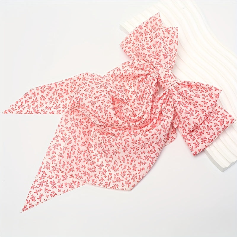 Floral Bow Hair Clip Crackle Pattern Pastoral Style Barrette