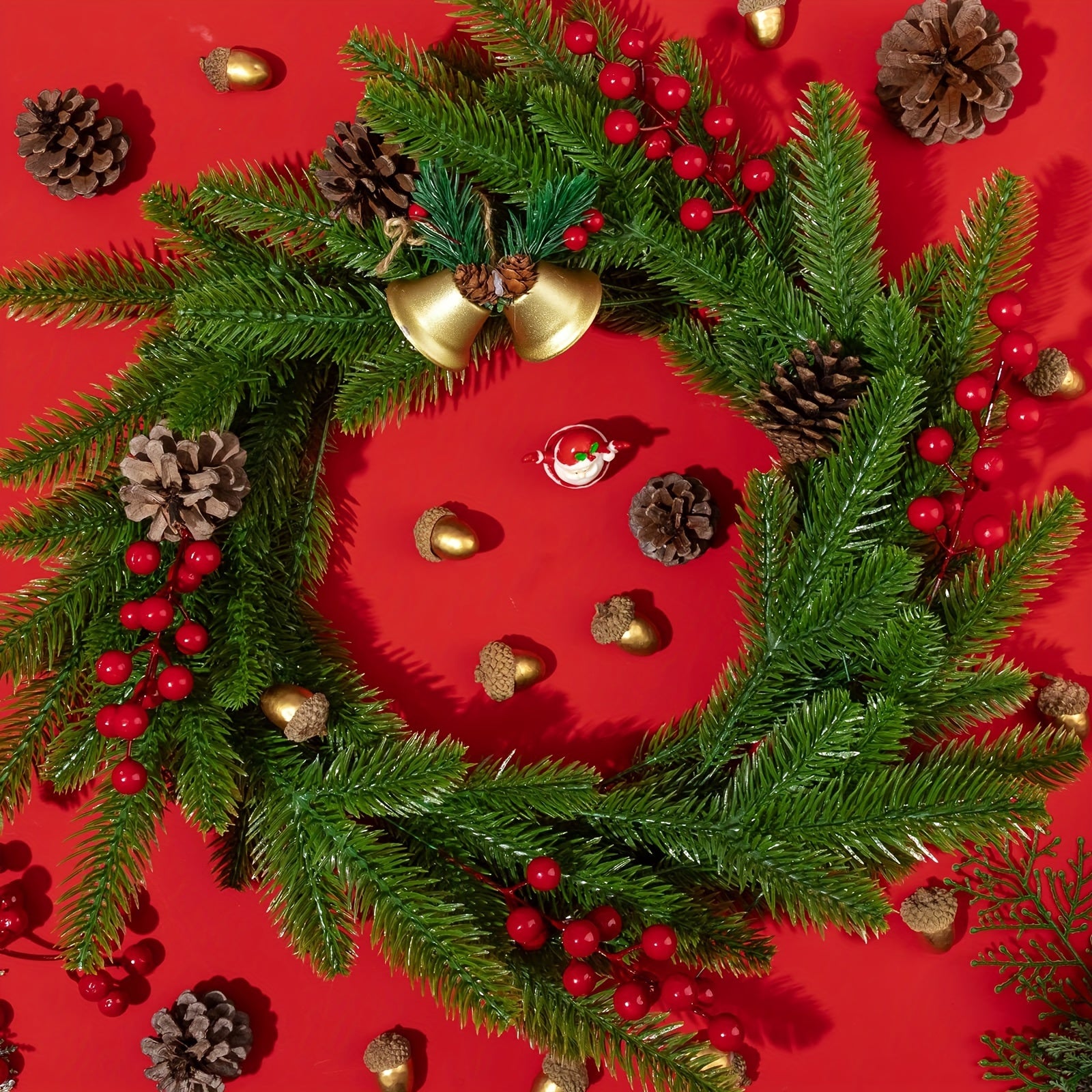 10pcs Christmas Artificial Pine Needles Branches DIY Wreath Crafts Tree Ornament