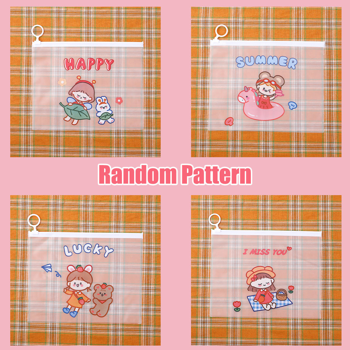 Girl Cartoon Pattern File Bag for School Office