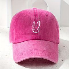 Rabbit Printed Y2K Baseball Cap Vintage Washed Distressed Solid Dad Hats