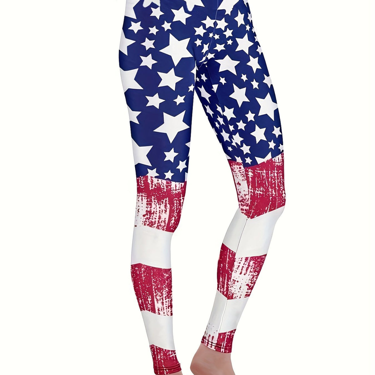 Flag Print Skinny Leggings Casual Every Stretchy Leggings Women's Clothing