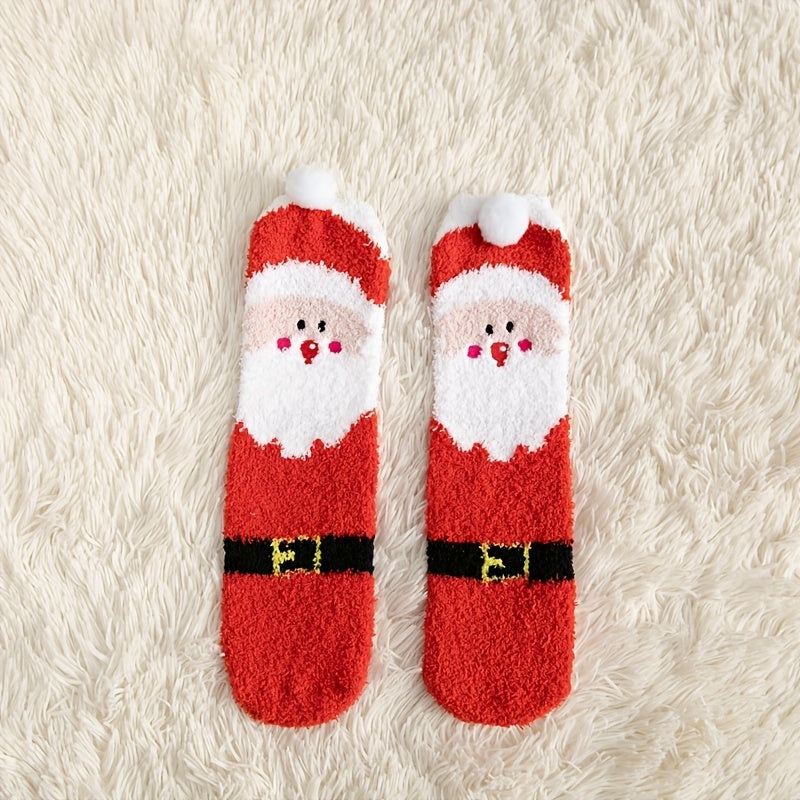 Christmas Print Socks Warm & Fuzzy Women's Stockings