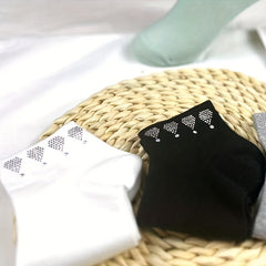 5 Pairs Heart Rhinestone Crew Socks Women's Stockings