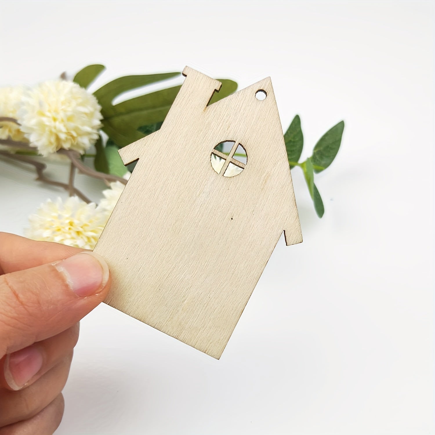 10 Packs Wooden House Cutout Ornaments Small Wood House Crafts