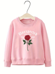 Geo Rose Flower Graphic Sweatshirt for Girls Long Sleeve Top Pullovers