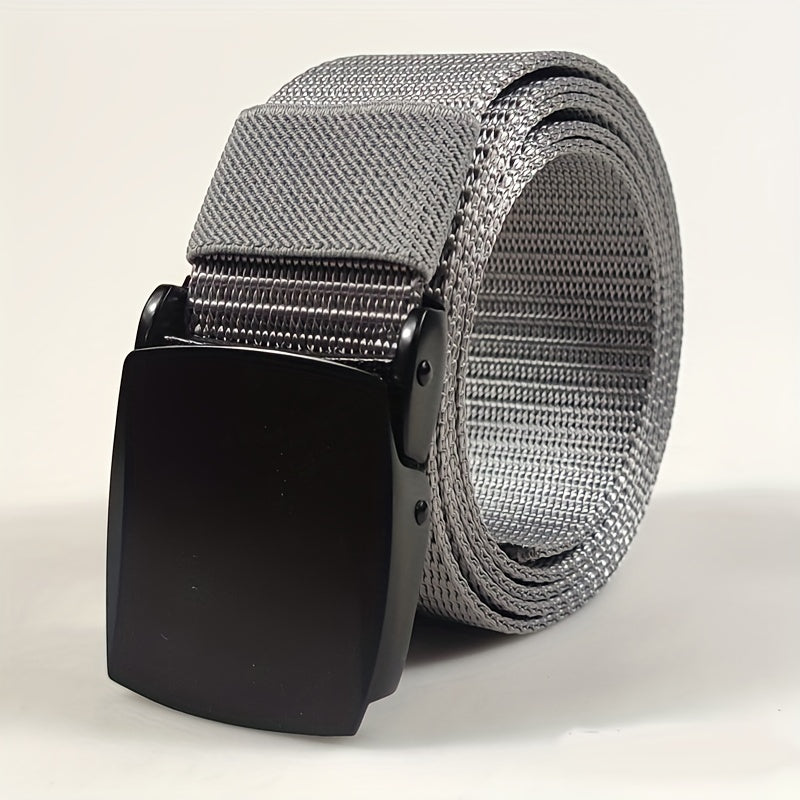 Men's Outdoor Canvas Belt with Zinc Alloy Automatic Buckle