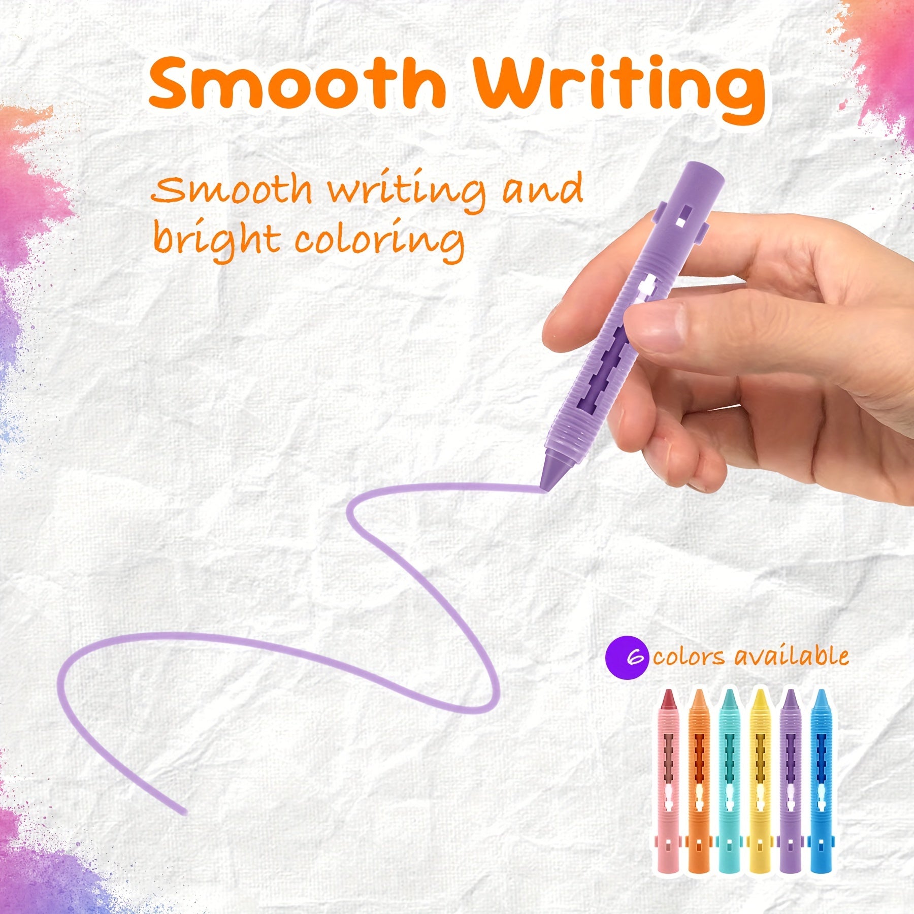 6pcs Washable Bath Crayons Set for Kids, Colorful Bathtub Markers Shower Crayons