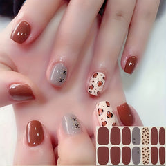 1 Pcs Full Cover Wraps Nail Polish Stickers Leopard Glitter Manicure Tip