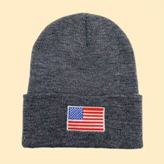 American Flag Embroidered Knitted Hat for Men and Women