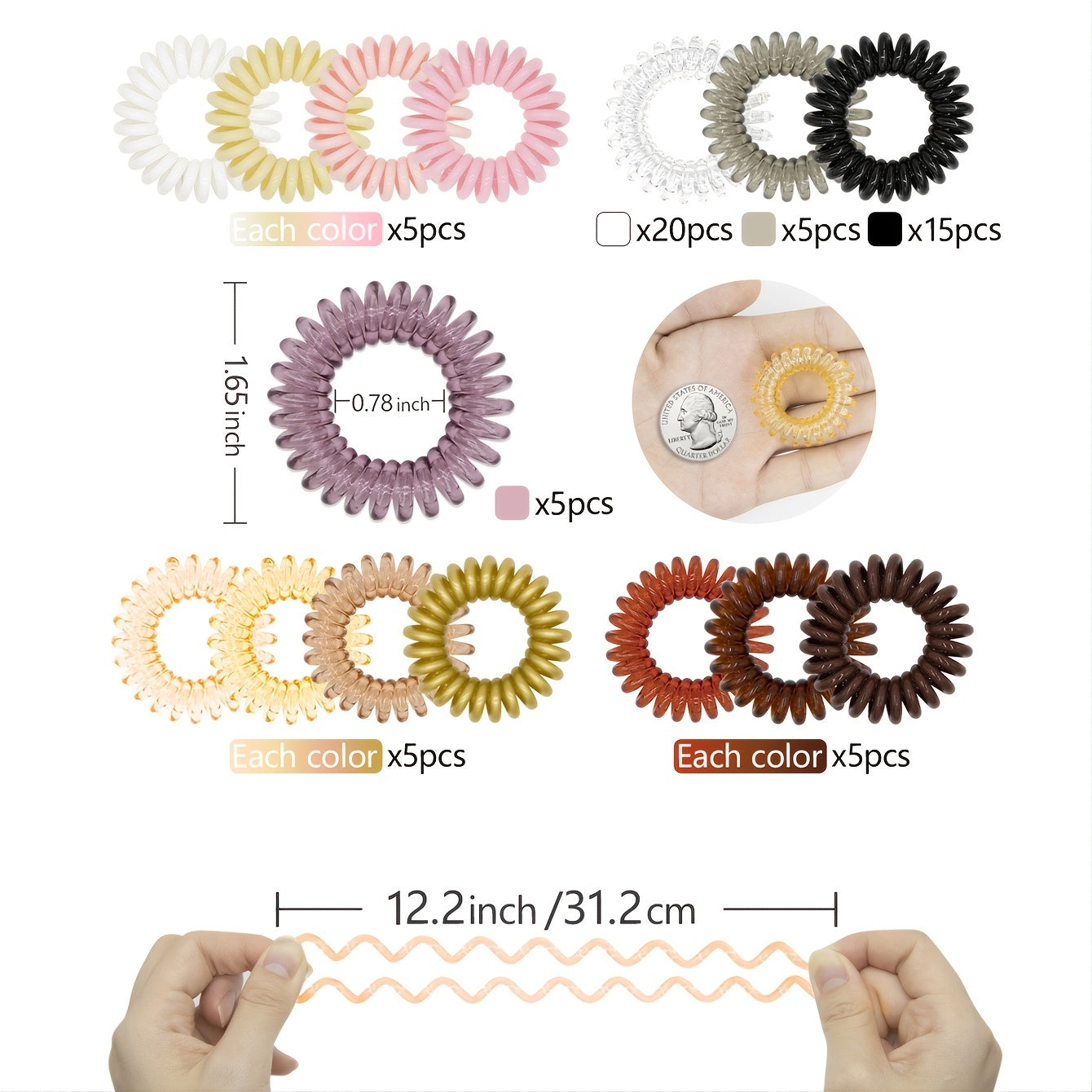 100pcs Coil Wire Hair Tie Minimalist Hair Ring Ponytail Holder