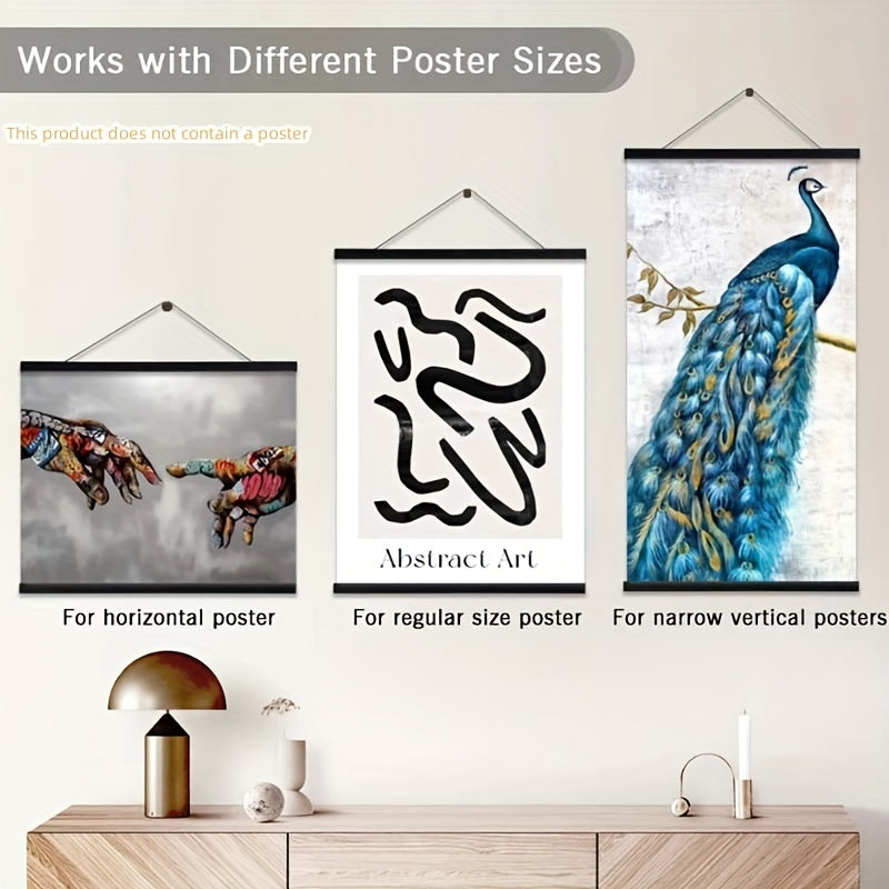 Wooden Magnetic Photo Frame Hanger Scroll Hanging Pole