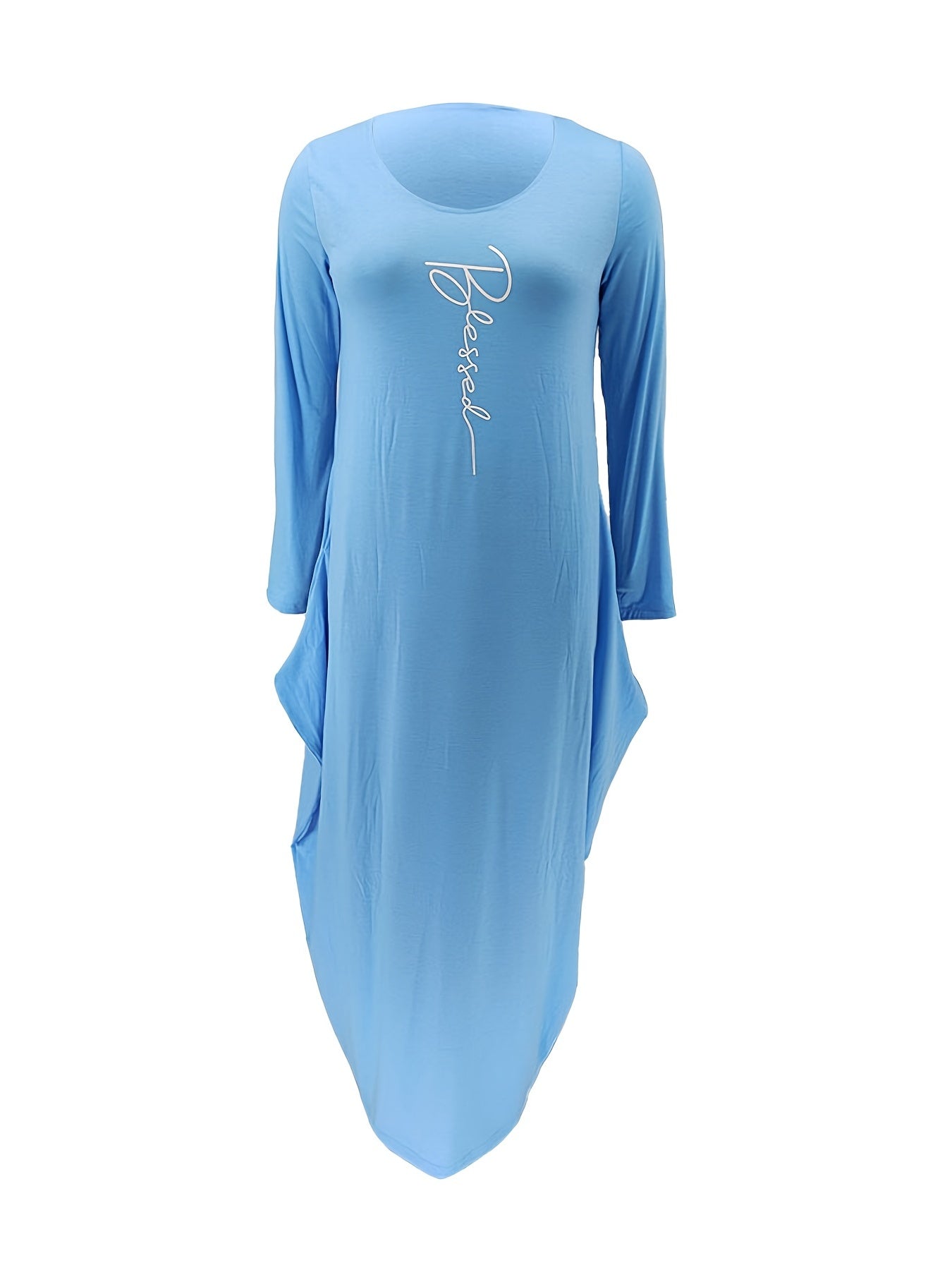  Letter Knot Sleeve Maxi Dress High Stretch
