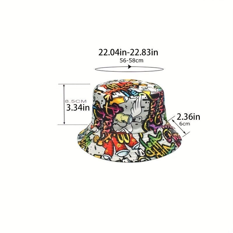 Cartoon Pattern Reversible Bucket Hat for Men and Women