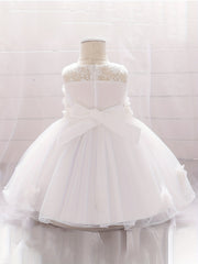 Appliques Baby Baptism Flower Girl Dress