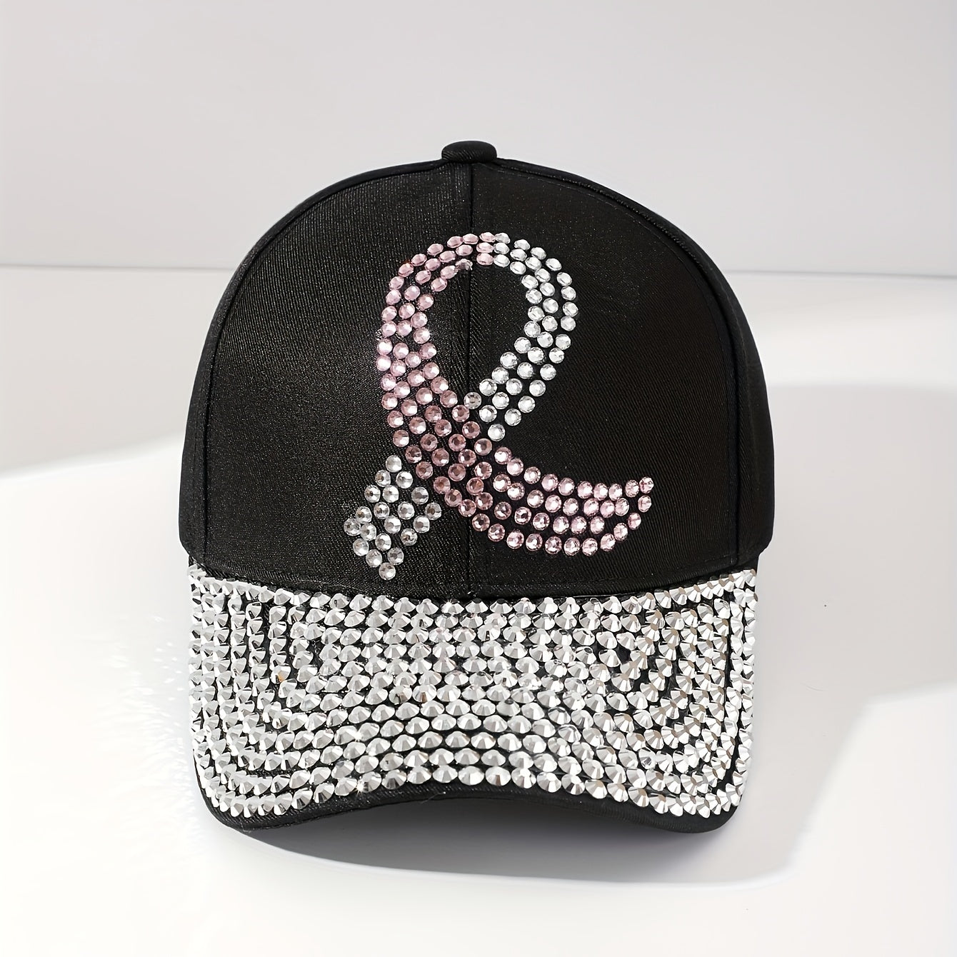 Pink Ribbon Baseball Cap Rhinestone