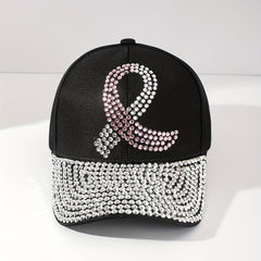 Pink Ribbon Baseball Cap Rhinestone