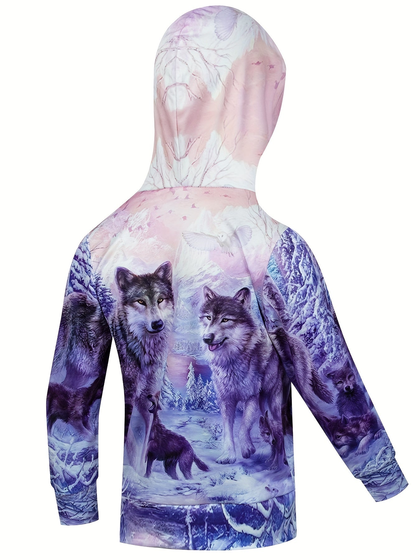 Kid's 3D Wolf Graphic Hoodie Casual Slightly Stretch Hooded Sweatshirt