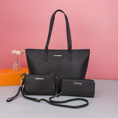 3pcs Tote Crossbody Wristlet Purse Set PU Leather Shoulder Bag Commuter Bag