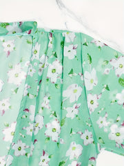 Long Sleeves Floral Print Loose Fit V Neck Cover Up Shirt