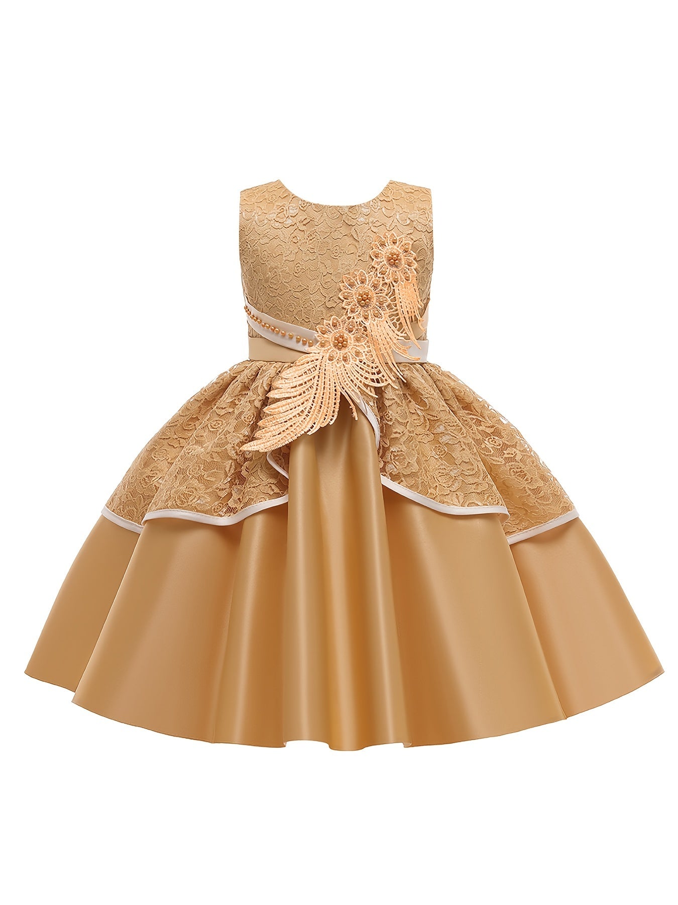 Girls Sleeveless Lace Flower Princess Dress